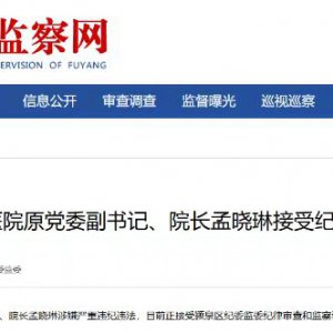 阜陽市第五人民醫(yī)院原黨委副書記、院長孟曉琳被查！